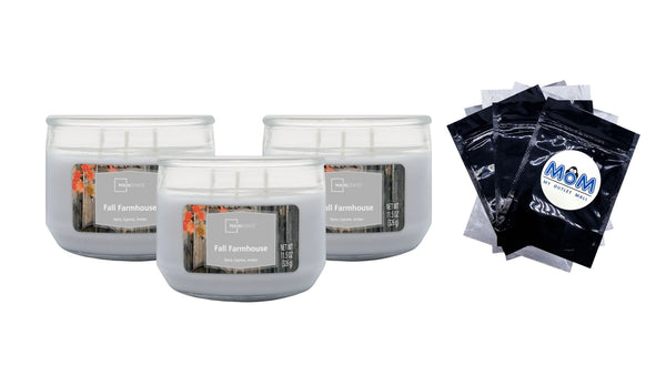 Fall Farmhouse 3 Wick Candle - 3 packs - 11.5 oz per pack - plus 3 My Outlet Mall Resealable Storage Pouches