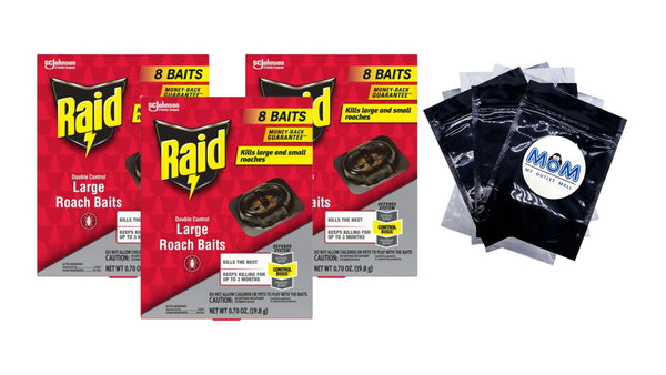 Double Control Large Roach Insect Killer Bait - 3 packs - plus 3 My Outlet Mall Resealable Storage Pouches