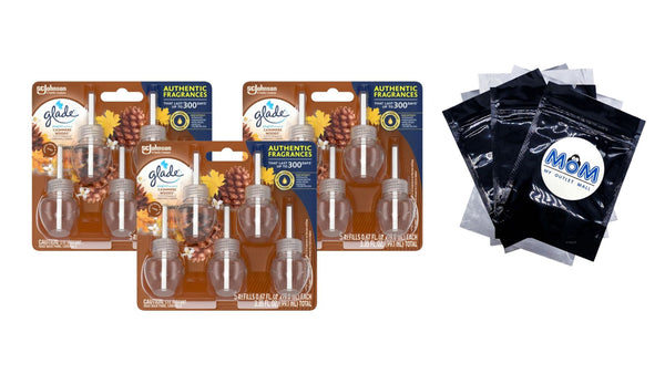Plug-ins Scented Oil, Cashmere Woods, Fragrance Infused with Essential Oils, 5 Refills - 3 packs - plus 3 My Outlet Mall Resealable Storage Pouches