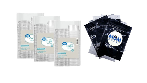 Everyday Disposable Plastic Cups, Clear, 2 oz - 3 packs - 50 Count per pack - plus 3 My Outlet Mall Resealable Storage Pouches