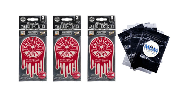 Hanging Air Freshener Variety, Black Frost, Cherry Blast, Pina Colada - 3 packs - 3 count per pack - plus 3 My Outlet Mall Resealable Storage Pouches