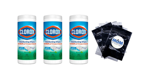 Bleach-Free Disinfecting Cleaner Wipes, Fresh Scent - 3 packs - 35 count plus 3 My Outlet Mall Resealable Storage Pouches