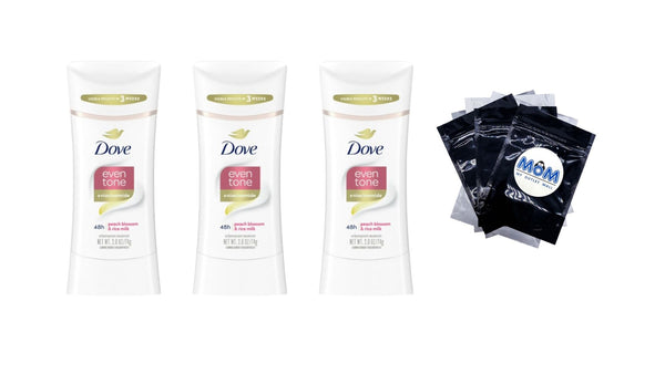 Even Tone Women's Antiperspirant Deodorant Stick Peach Blossom & Rice Milk for All Skin - 3 packs - 2.6 oz per pack - plus 3 My Outlet Mall Resealable Storage Pouches