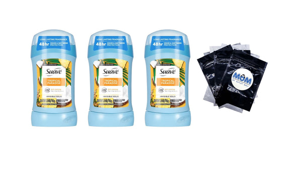 Antiperspirant Deodorant For Women, 48hr Protection, Tropical Paradise - 3 packs - 1.2 oz per pack - plus 3 My Outlet Mall Resealable Storage Pouches