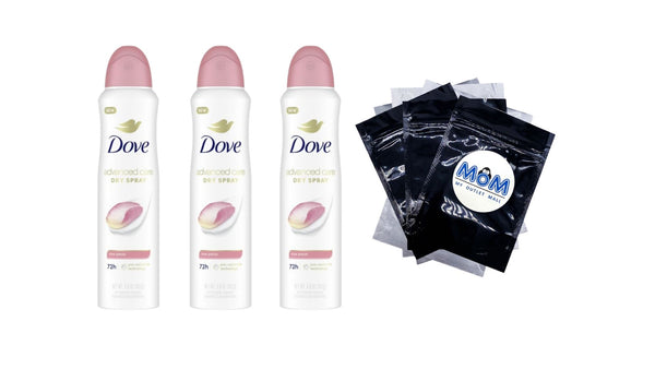 Advanced Care Long Lasting Women's Antiperspirant Deodorant Dry Spray, Rose Petals - 3 packs - 3.8 oz per pack - plus 3 My Outlet Mall Resealable Storage Pouches