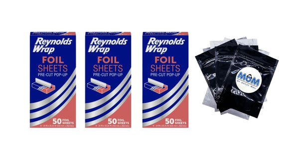 Pre-Cut Pop-Up Aluminum Foil Sheets, 14 x 10.25 inches, 50 Sheets - 3 packs - plus 3 My Outlet Mall Resealable Storage Pouches
