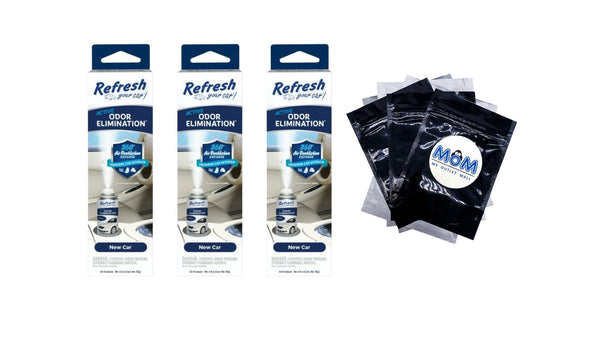 Active Odor Elimination Fogger, New Car Scent - 3 packs - plus 3 My Outlet Mall Resealable Storage Pouches