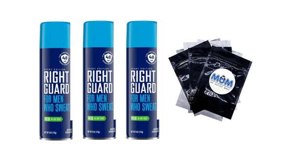 Sport Antiperspirant & Deodorant for Men, 48-Hour Protection Spray, Fresh Scent - 3 packs - 6 oz per pack - plus 3 My Outlet Mall Resealable Storage Pouches