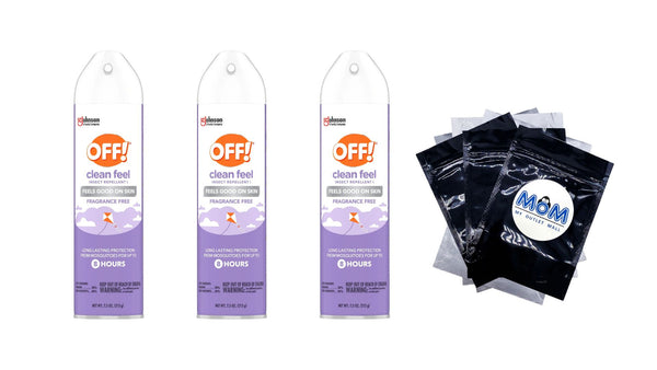 Clean Feel Insect Repellent 1, Aerosol Mosquito & Bug Spray with Picaridin - 3 packs - 7.5 oz per pack - plus 3 My Outlet Mall Resealable Storage Pouches