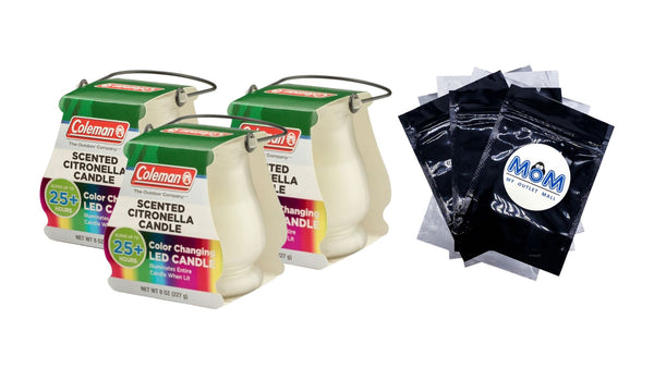 Color Changing LED Citronella Outdoor Scented Candle - 3 packs - 8 oz per pack - plus 3 My Outlet Mall Resealable Storage Pouches