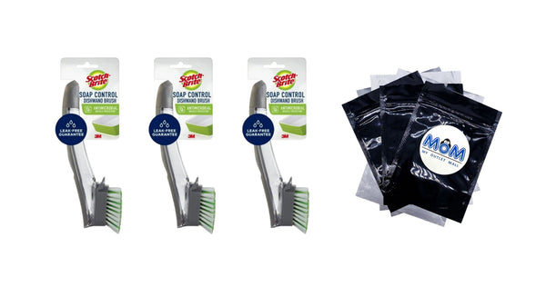 Soap Control Brush Scrubber Dishwand - 3 packs - plus 3 My Outlet Mall Resealable Storage Pouches