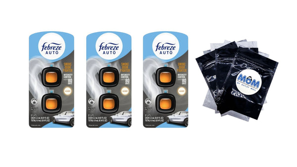 Auto Car Air Freshener, Odor-Fighting Car Vent Clip, Smoke Odor Fighter, 2 Count - 3 packs - plus 3 My Outlet Mall Resealable Storage Pouches