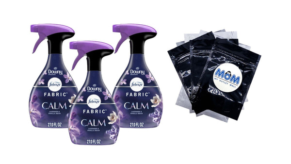 Fabric Spray Air Freshener, Odor-Fighting Fabric Refresher, Downy Calm - 3 packs- 27 fl oz per pack - plus 3 My Outlet Mall Resealable Storage Pouches