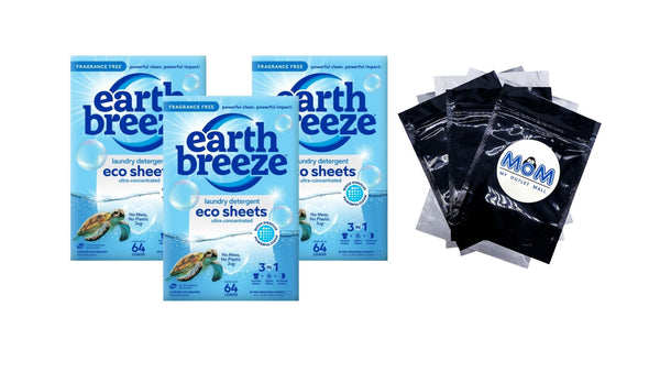 Laundry Detergent Sheets, Fragrance-Free Eco Sheets, 64 Loads - 3 packs - 32 count per pack plus 3 My Outlet Mall Resealable Storage Pouches