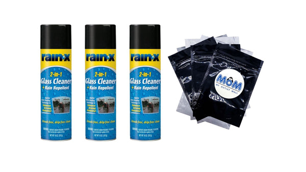 2 in 1 Glass Cleaner and Rain Repellent, Aerosol - 3 packs - 18 oz per pack - plus 3 My Outlet Mall Resealable Storage Pouches