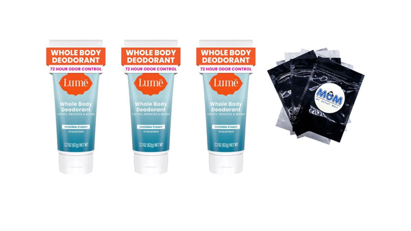 Whole Body Women’s Deodorant Invisible Cream Aluminum Free, Unscented - 3 packs - 2.2 oz per pack - plus 3 My Outlet Mall Resealable Storage Pouches
