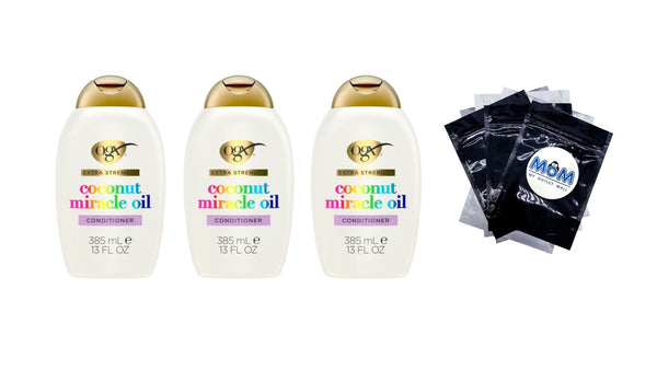 Extra Strength Damage Remedy + Coconut Oil Conditioner - 3 packs - 13Fl oz per pack - plus 3 My Outlet Mall Resealable Storage Pouches