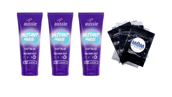 Instant Freeze Sculpting Hair Gel for Curly Hair, Straight Hair, and Wavy Hair, Unisex - 3 packs - 7 oz per pack - plus 3 My Outlet Mall Resealable Storage Pouches