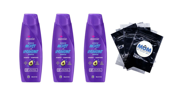 Miracle Moist Shampoo for All Hair Types with Avocado, Moisturizing, Paraben Free - 3 packs - 12.1 oz per pack - plus 3 My Outlet Mall Resealable Storage Pouches