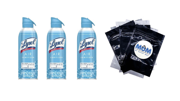 Air Sanitizer Spray, For Air Sanitization & Odor Elimination, Cotton Blossom Scent - 3 packs - 10Fl oz per pack - plus 3 My Outlet Mall Resealable Storage Pouches