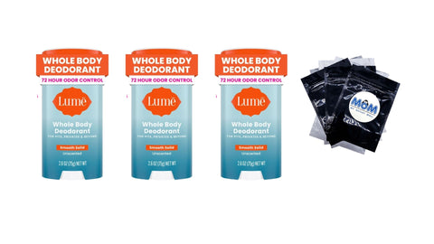Whole Body Women's Deodorant Smooth Solid Stick Aluminum Free, Unscented - 3 packs - 2.6 oz per pack - plus 3 My Outlet Mall Resealable Storage Pouches