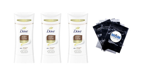 Even Tone Antiperspirant Deodorant Stick Shea Butter & Vanilla - 3 packs - 2.6 oz per pack - plus 3 My Outlet Mall Resealable Storage Pouches