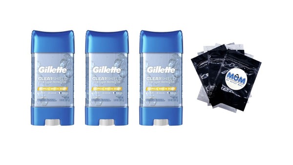 Clear Gel Antiperspirant and Deodorant for Men Tropical Breeze Scent - 3 packs - 3.8 oz per pack - plus 3 My Outlet Mall Resealable Storage Pouches