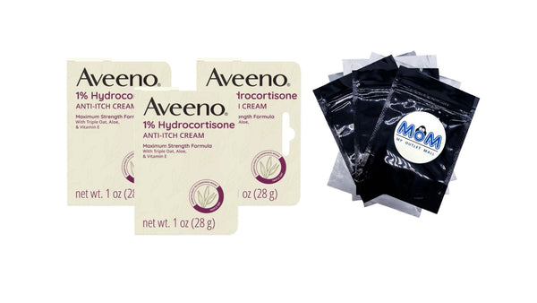 Maximum Strength 1% Hydrocortisone Anti-Itch Cream, Triple Oat - 3 packs - plus 3 My Outlet Mall Resealable Storage Pouches