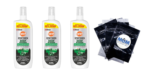 Deep Woods Sportsmen 25% Deet Insect Repellent II, Mosquito Bug Spray, Bonus Size - 3 packs - 9 oz per pack - plus 3 My Outlet Mall Resealable Storage Pouches