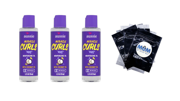 Miracle Curls Coconut Curl-Defining Hair Oil, for Curly Hair - 3 packs - 3.2Fl oz per pack - plus 3 My Outlet Mall Resealable Storage Pouches
