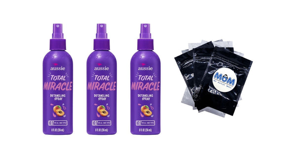 Total Miracle Hair Detangling Spray with Apricot Oil for All Hair Types - 3 packs - 8Fl oz per pack - plus 3 My Outlet Mall Resealable Storage Pouches