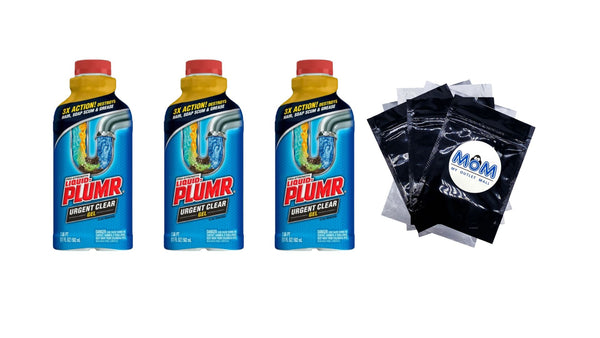 Drain Clog Remover Gel, Urgent Clear - 3 packs - 17 oz per pack - plus 3 My Outlet Mall Resealable Storage Pouches