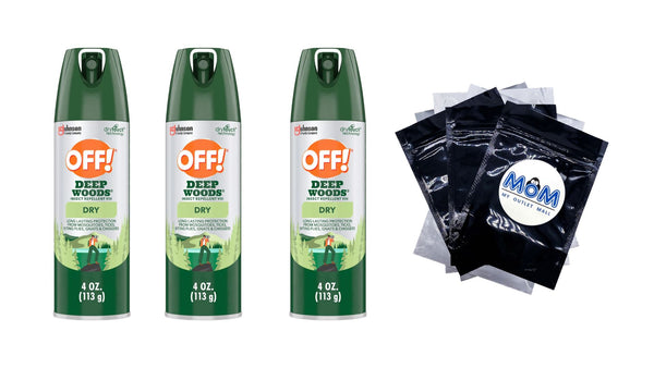 Deep Woods Long Lasting Protection 25% Deet Insect Repellent VIII Aerosol - 3 packs - 4 oz per pack - plus 3 My Outlet Mall Resealable Storage Pouches