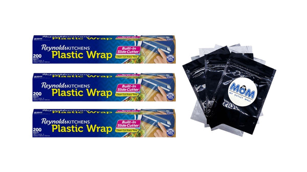 Kitchens Quick Cut Plastic Wrap, 200 Square Feet - 3 packs - plus 3 My Outlet Mall Resealable Storage Pouches