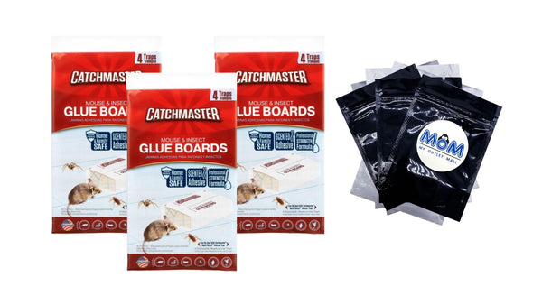 Mouse and Insect Glue Board Traps, Pre-baited and Ready to Use Indoors, Safe, non-toxic, and Easy to Use - 3 pack - plus 3 My Outlet Mall Resealable Storage Pouches