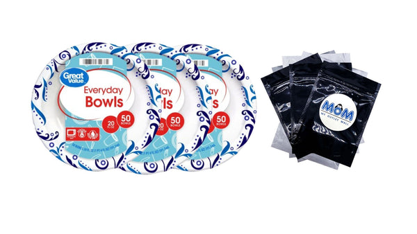 Everyday Disposable Paper Bowls, 20 oz - 3 packs - 50 Count per pack - plus 3 My Outlet Mall Resealable Storage Pouches