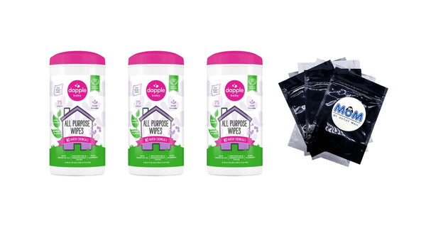 Baby All-Purpose Cleaning Wipes, Powered by Plants and Baby Friendly, Lavender - 3 packs - 75 Count - plus 3 My Outlet Mall Resealable Storage Pouches