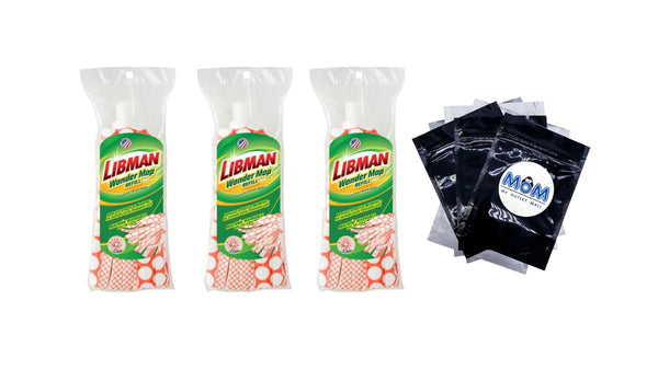 Wonder Mop Orange White Microfiber Snap-On Refill Head - 3 packs - plus 3 My Outlet Mall Resealable Storage Pouches