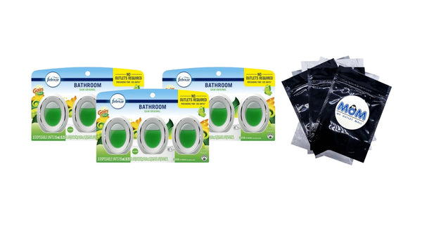 Bathroom Air Freshener, Small Spaces Odor-Fighting, Gain Original, 3 Count - 3 packs - plus 3 My Outlet Mall Resealable Storage Pouches