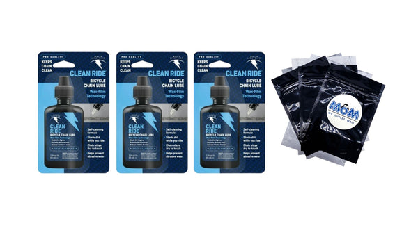Clean Ride Self-Cleaning Bicycle Chain Lubricant - 3 packs - 2 oz per pack - plus 3 My Outlet Mall Resealable Storage Pouches