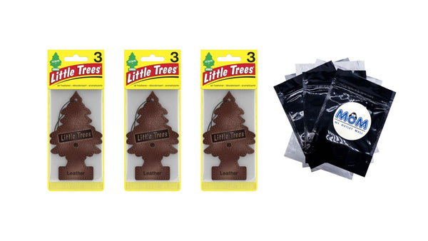 Air Freshener Leather Fragrance - 3 pack - 3 count per pack plus 3 My Outlet Mall Resealable Storage Pouches