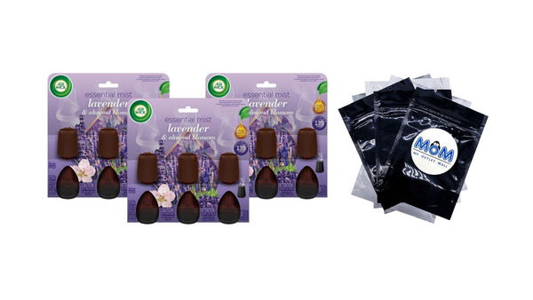 Essential Mist Refill, Lavender and Almond Blossom, Essential Oils Diffuser, Air Freshener 3 Count - 3 packs - plus 3 My Outlet Mall Resealable Storage Pouches