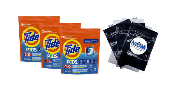 Pods Liquid Laundry Detergent Pacs, Original Scent - 3 packs - 16 Count - plus 3 My Outlet Mall Resealable Storage Pouches
