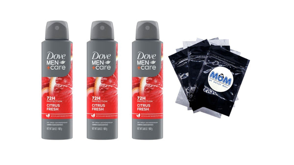Men+Care Dry Spray for Men Citrus Zest & Sage with a Plant-based Moisturizer - 3 packs - 3.8 oz per pack - plus 3 My Outlet Mall Resealable Storage Pouches
