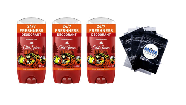 Aluminum Free Men's Deodorant, Invisible Solid Stick, Bearglove, Crisp Orchard Scent - 3 packs - 3 oz per pack - plus 3 My Outlet Mall Resealable Storage Pouches