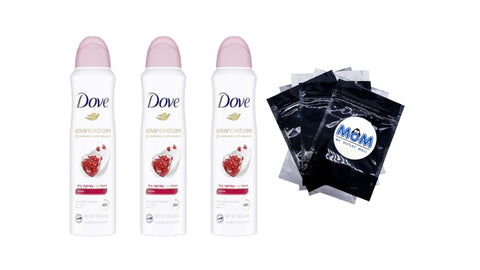 Advanced Care Long Lasting Women's Antiperspirant Deodorant Spray, Revive Pomegranate - 3 packs - 3.8 oz per pack - plus 3 My Outlet Mall Resealable Storage Pouches