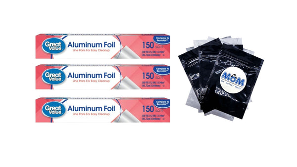 Aluminum Foil, 150 sq ft - 3 packs - plus 3 My Outlet Mall Resealable Storage Pouches