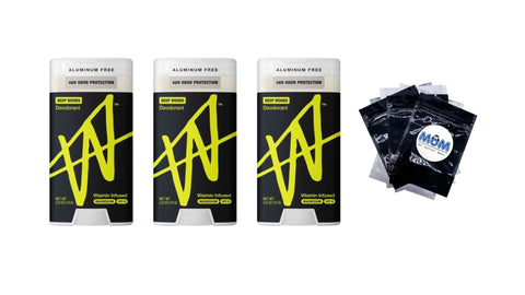 Jake Paul Men's Aluminum Free Deodorant Odor Blocking Sweat Protection Deep Woods - 3 packs - 2.6 oz per pack - plus 3 My Outlet Mall Resealable Storage Pouches