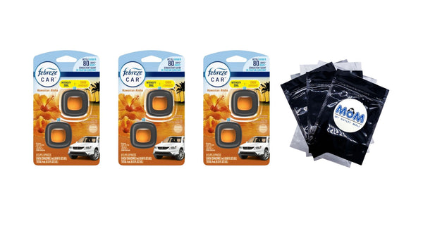 Car Air Freshener, Odor-Fighting Car Vent Clip, Hawaiian Aloha, 2 Count - 3 packs - plus 3 My Outlet Mall Resealable Storage Pouches