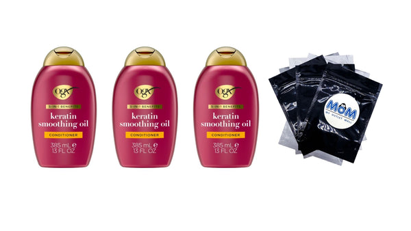 Frizz-Free + Keratin Smoothing Oil Conditioner - 3 packs - 13Fl oz per pack - plus 3 My Outlet Mall Resealable Storage Pouches